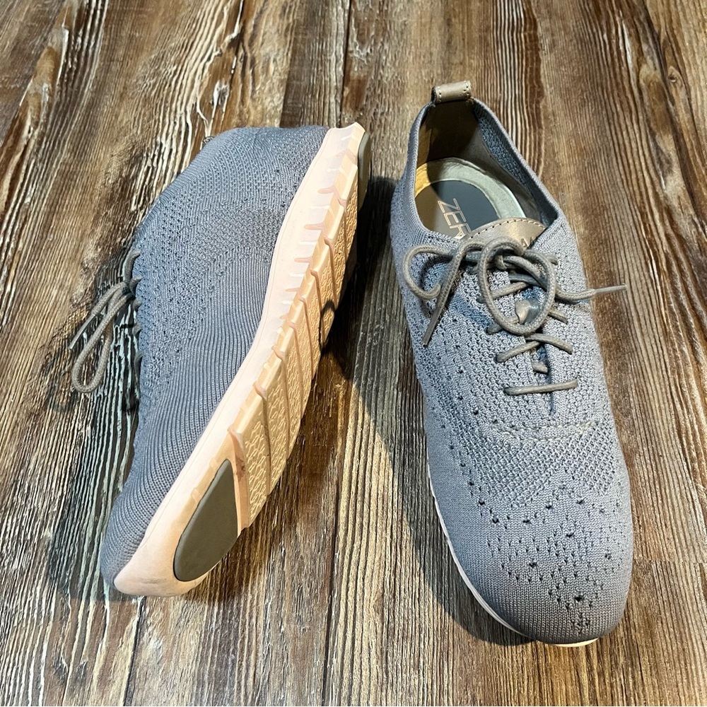 Cole Haan Womens 8.5 ZEROGRAND Stitchlite Oxford Sneakers Blue Gray Knit Shoes